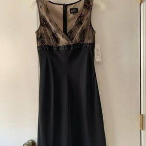 NWT Adrianna Papell Size 4 Fancy Black with Overlay Lace Bodice Dress